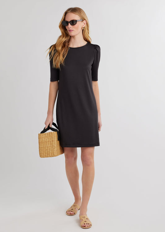 Evelyn Short Dress in Luxe Stretch (Black)