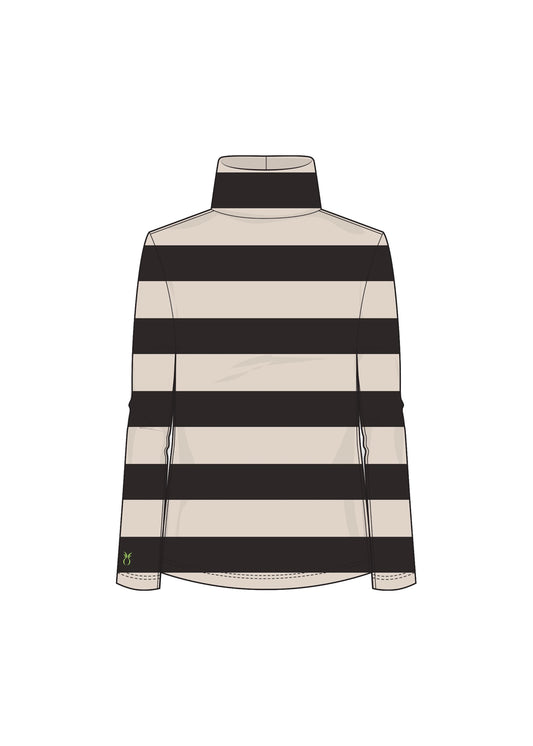 Greenpoint Turtleneck in Vello Fleece (Black/Cream Wide Stripe)