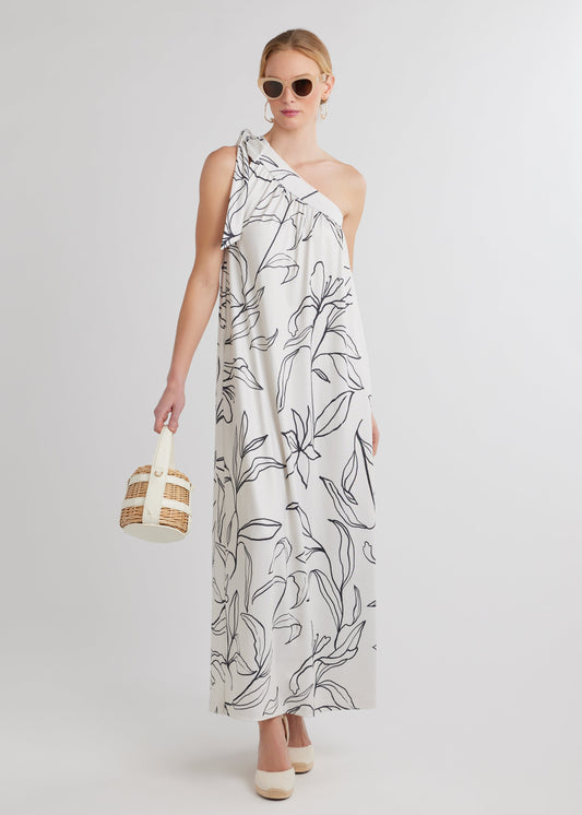 Santorini Dress in Luxe Stretch (Sketched Vine)