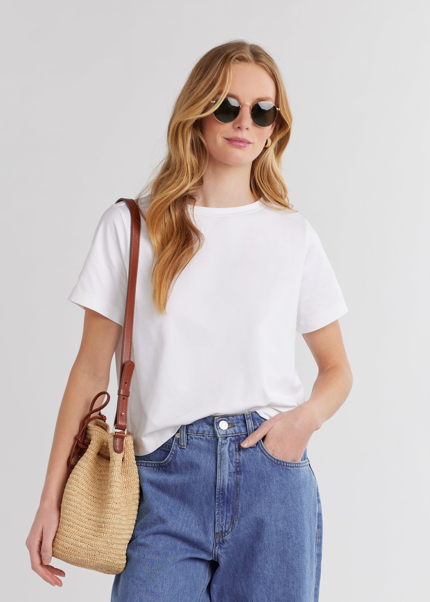 Surfside Crop Tee in Repreve Stretch (White)